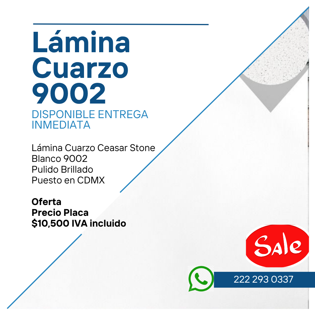 Lámina de Cuarzo Blanco 9002 Soft White Ceasar Stone