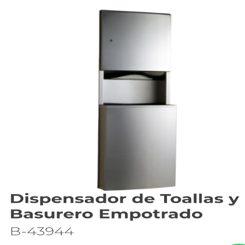 Dispensador de Toallas y Basurero Empotrado