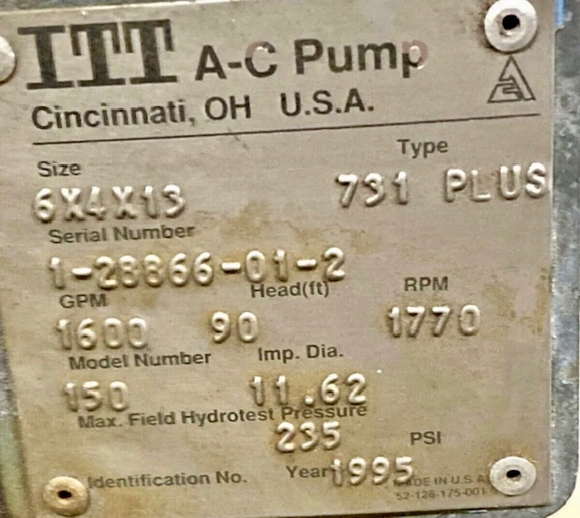 Bomba Centrifuga ITT Allis Chalmers 6x4x13