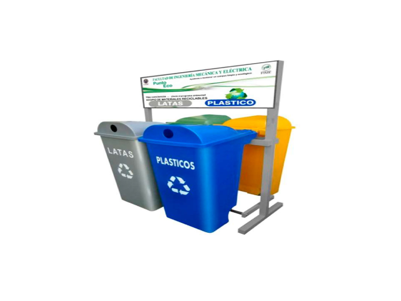 Estacion De Reciclaje ECOL-560-RT2 Sin Ruedas De polietileno Soporte Verde