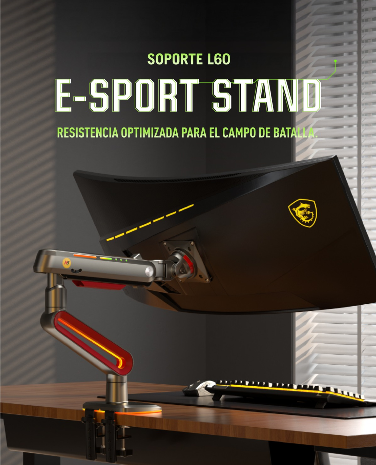 Soporte de escritorio ergonómico NB para monitor 17 a 30 pulgadas