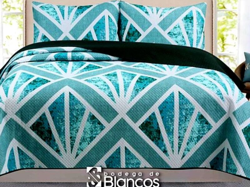 Edredón Turquesa Blanco Mexico