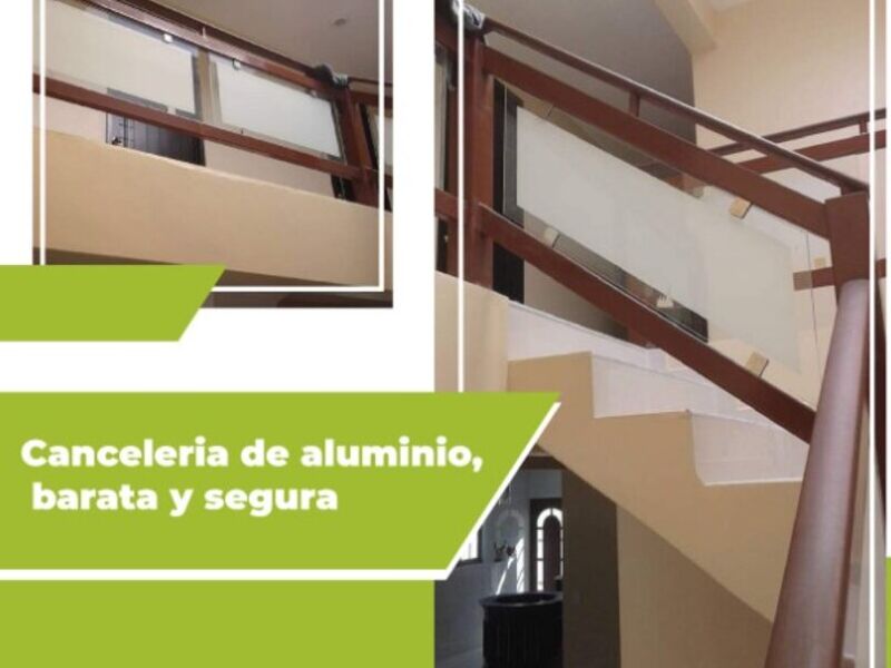 Barandal aluminio y cristal México