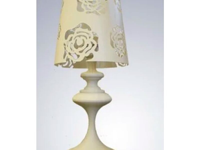 LAMPARA ACERO PANTALLA DECORATIVA ROSAS