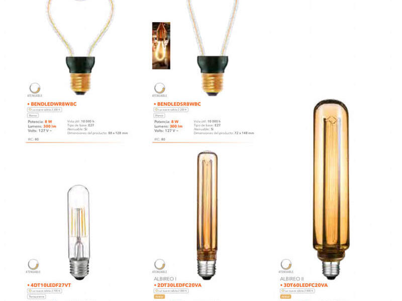 bombilla tubular filamento LED México 