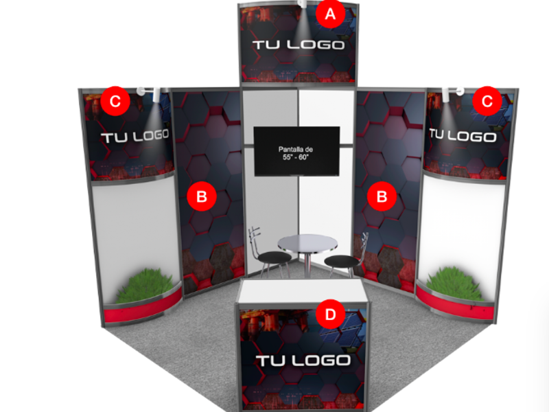 Stand 3x3 Esquina con TV México