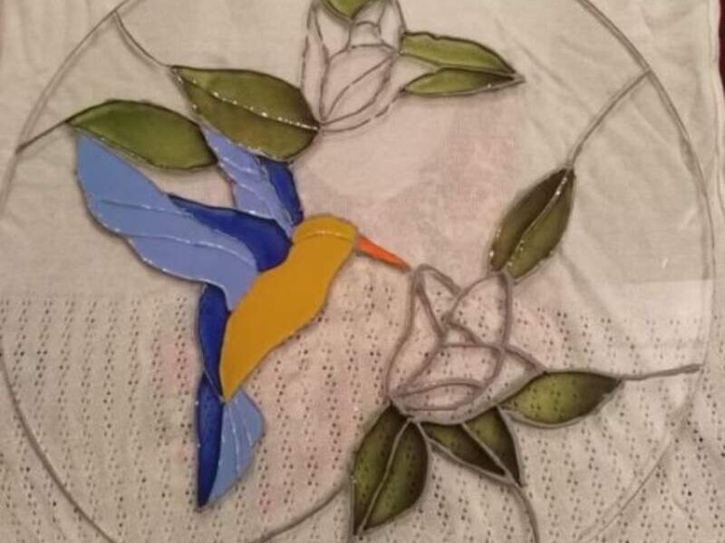 vitral con pintura emplomada Ahuazotepec