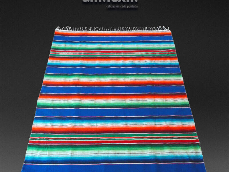 Sarape Artesanal Mexicano - Azul Rey 