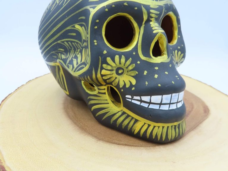 Calavera Mexicana grande Negro y Dorado