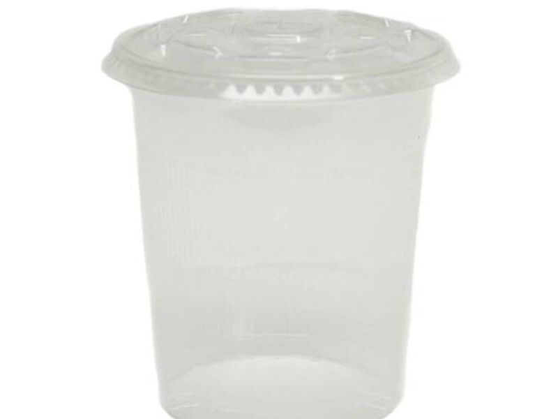 Vaso transparente con tapa plana