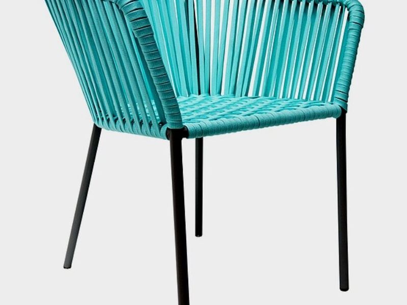 Silla tejida color turquesa Mexico