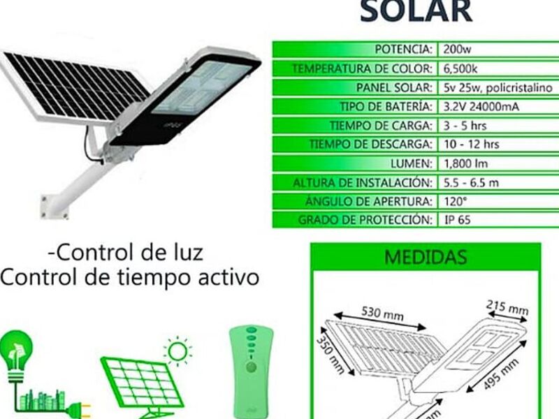 Luminaria solar 200W Mexico