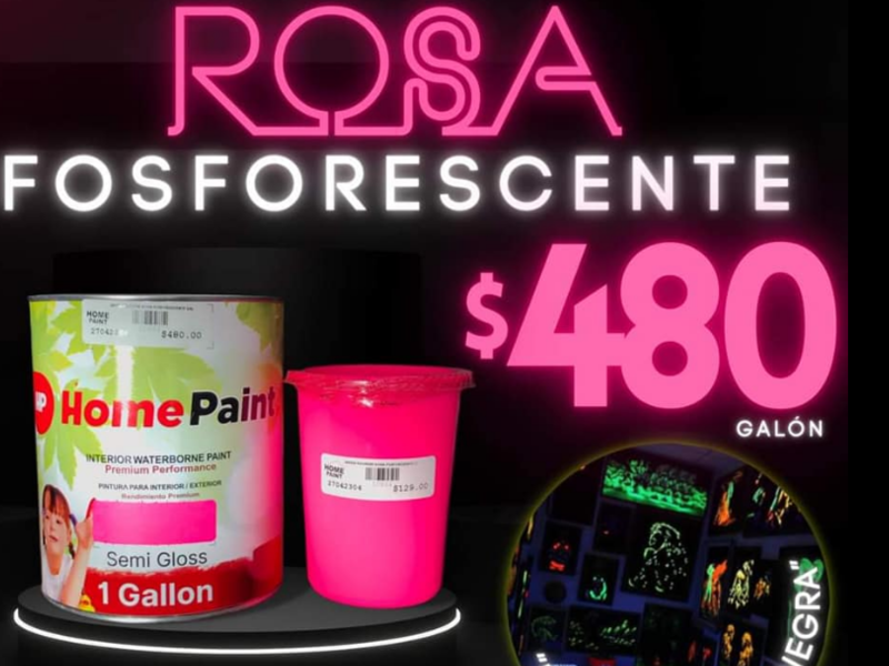 Pintura interiores fosforecerte rosado Mexico  