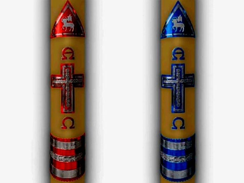 Velas religiosas Acabados azul Mexico