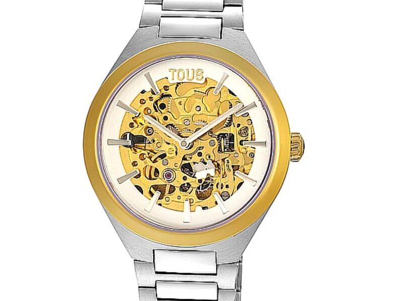 Reloj dorado y brazalete de acero Karat Round