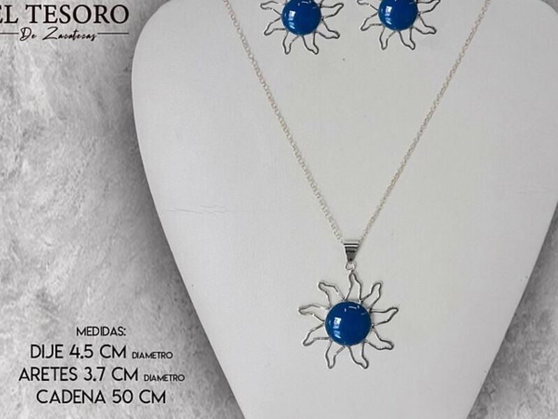 Dije y Aretes de Plata con alejandrina