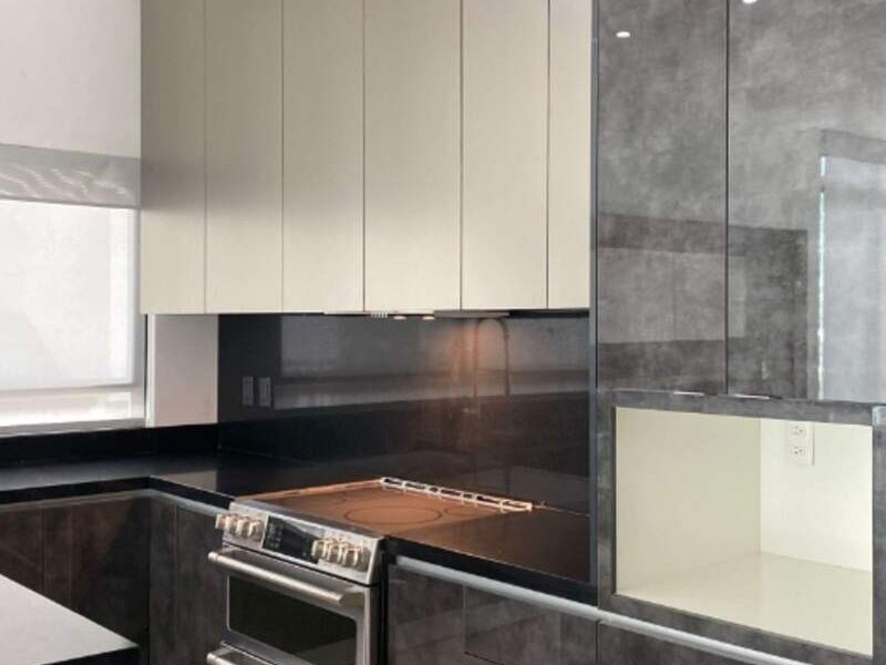 Cocina porcelanato gris México 
