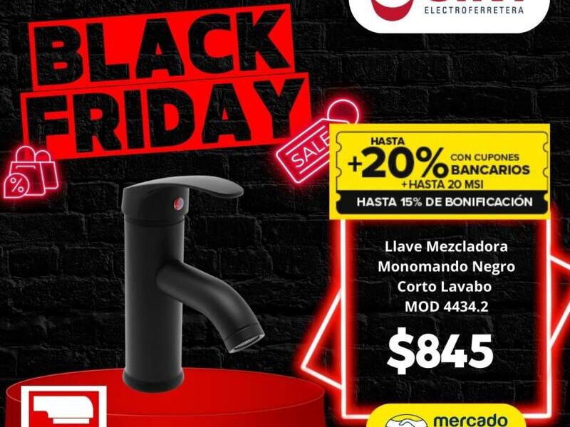 Llave mezcladora monomando negro México 