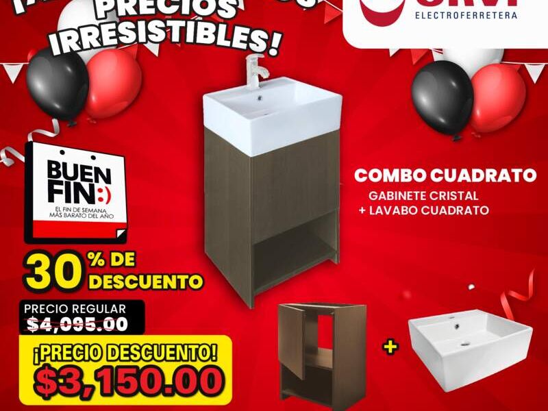 Gabinete cristal lavabo cuadrado México 