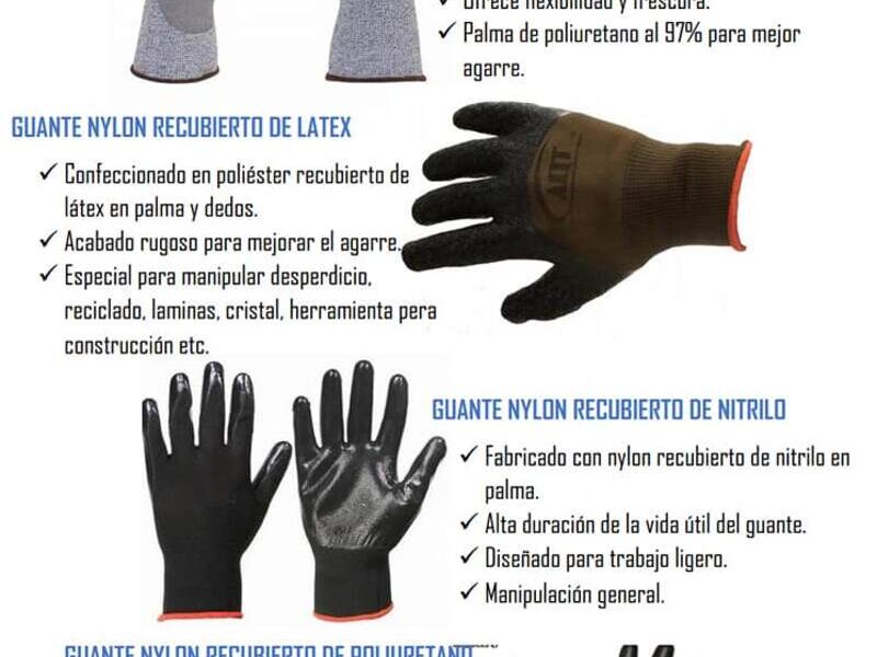 Guante nylon recubierto látex México  