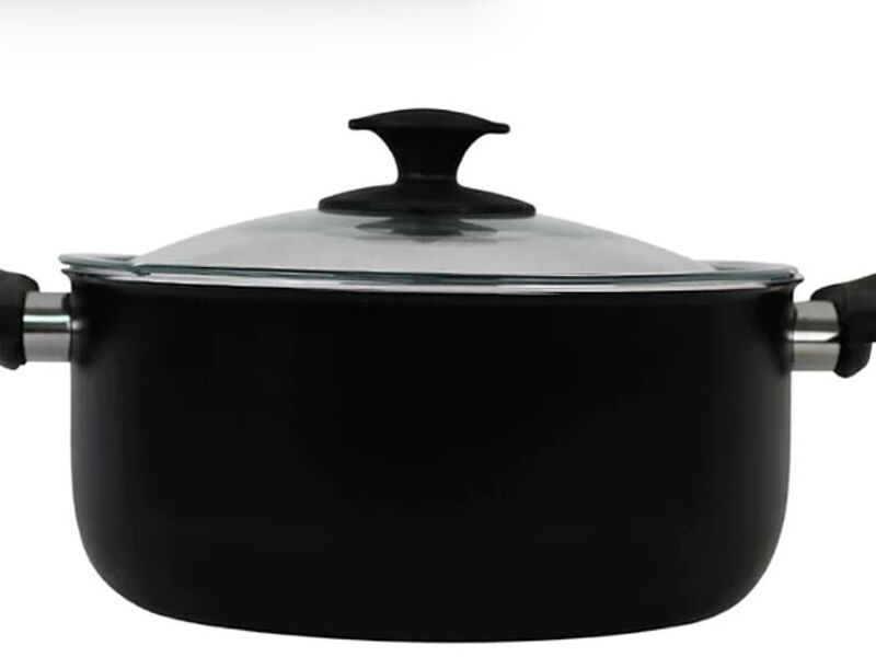 Olla Recta De Aluminio 24 cm | Negro