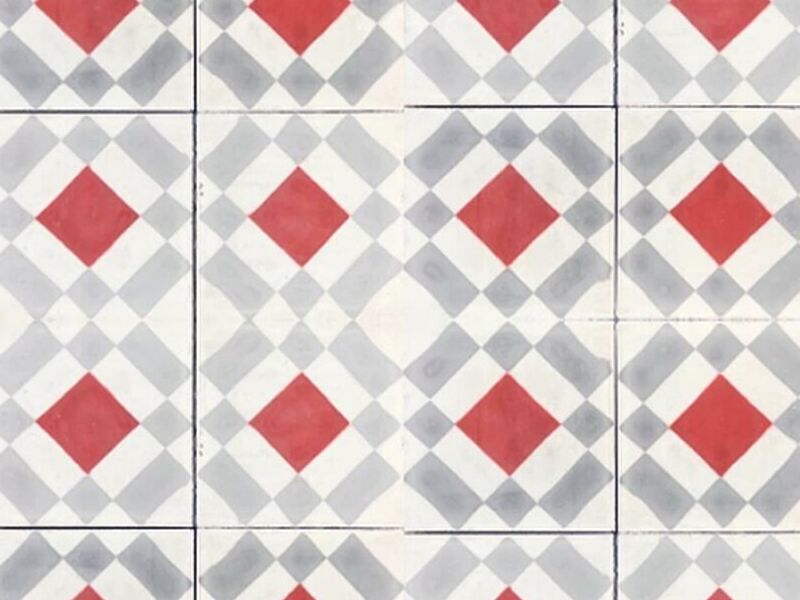 Mosaico rombos rojos Puebla 