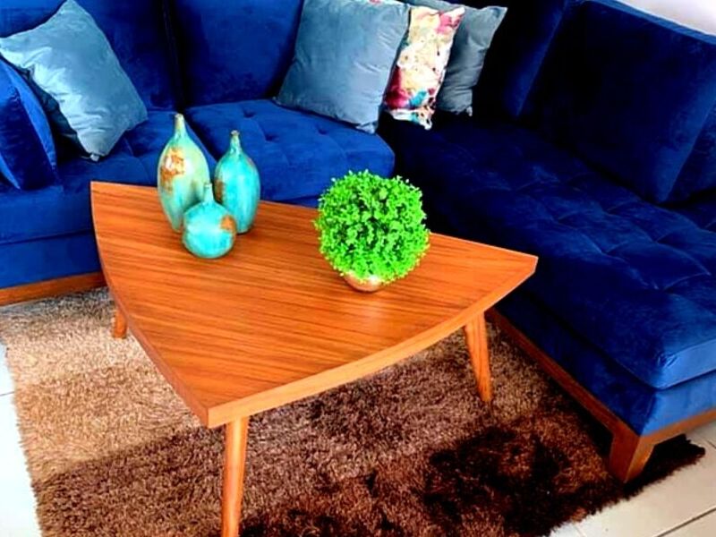 Juego comedor silla azules afelpada Mexico