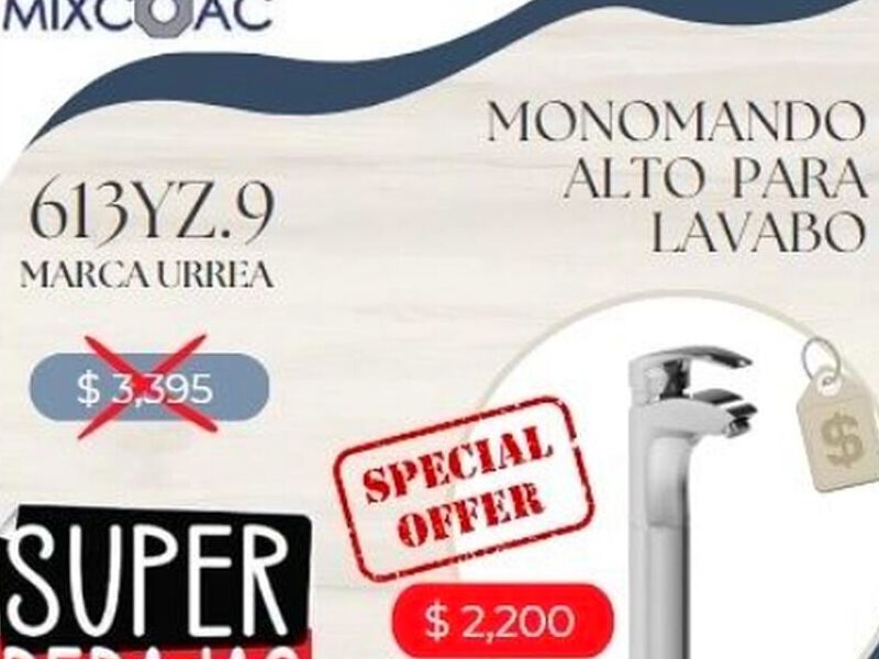 Monomando Alto para Lavabo México 
