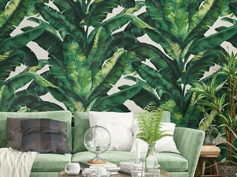 Papel Tapiz Verde Fondo Blanco