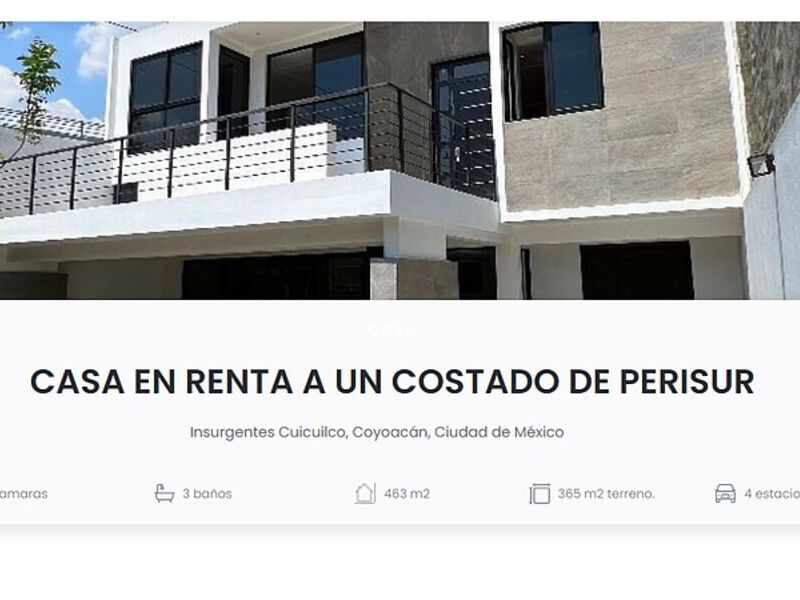 CASA RENTA COSTADO PERISUR MÉXICO