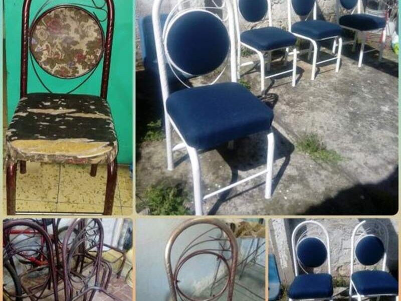 Silla Tapizada Azul Veracruz 