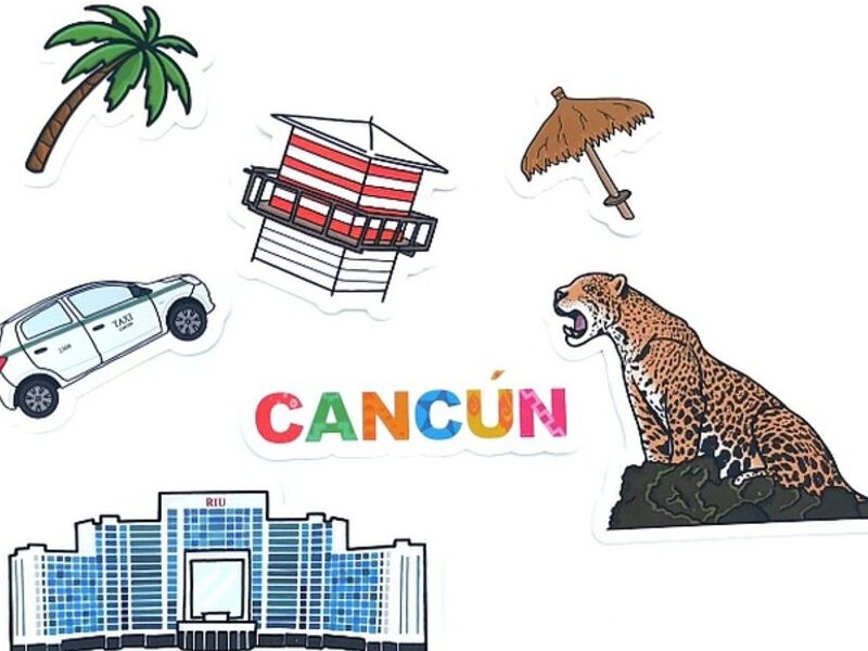 Pack De 7 Calcomanías Cancún México