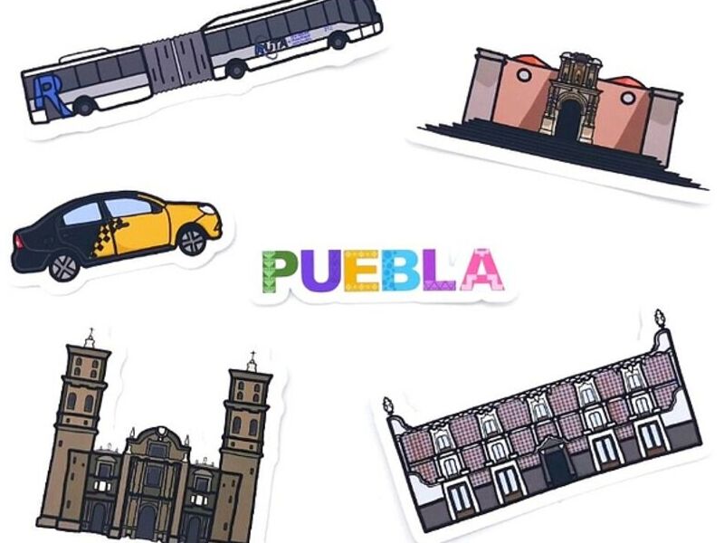 Pack De 6 Calcomanías Puebla  México