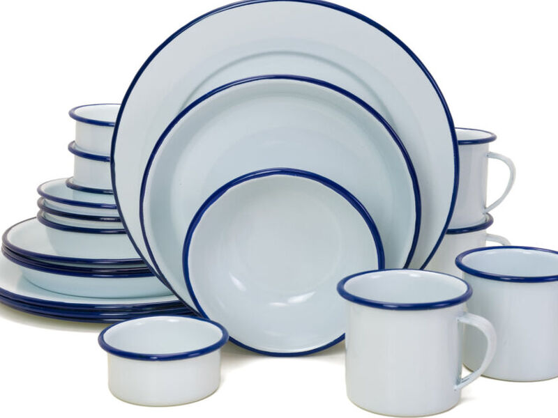 VAJILLA  BLANCA CON BORDE AZUL  México
