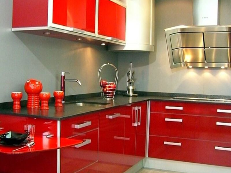 Mueble Cocina Rojo México