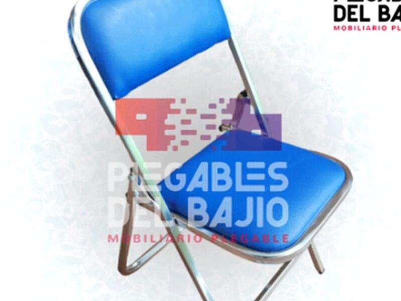 SILLA CROMADA VINIL AZUL