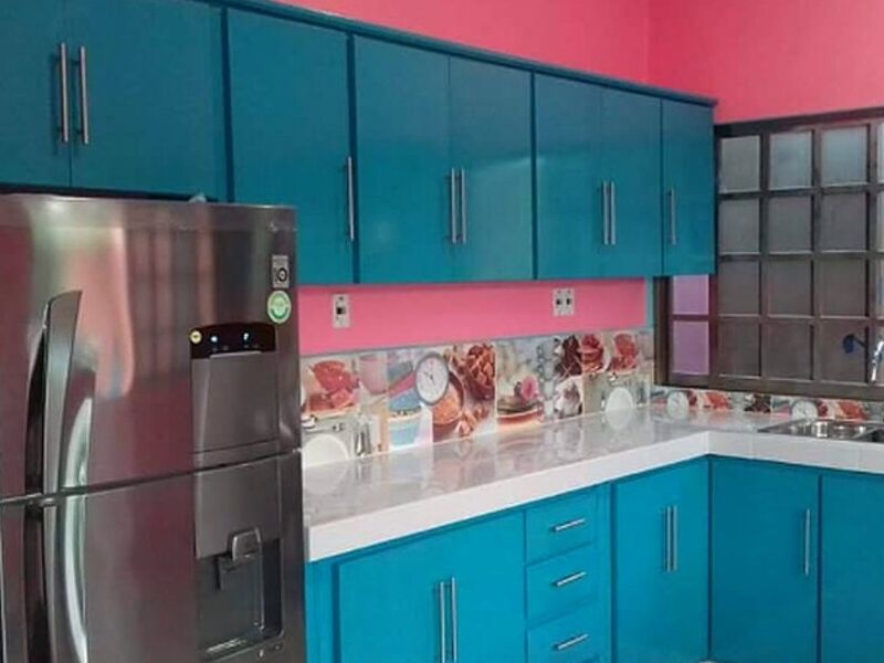 Cocina integral color turquesa México 