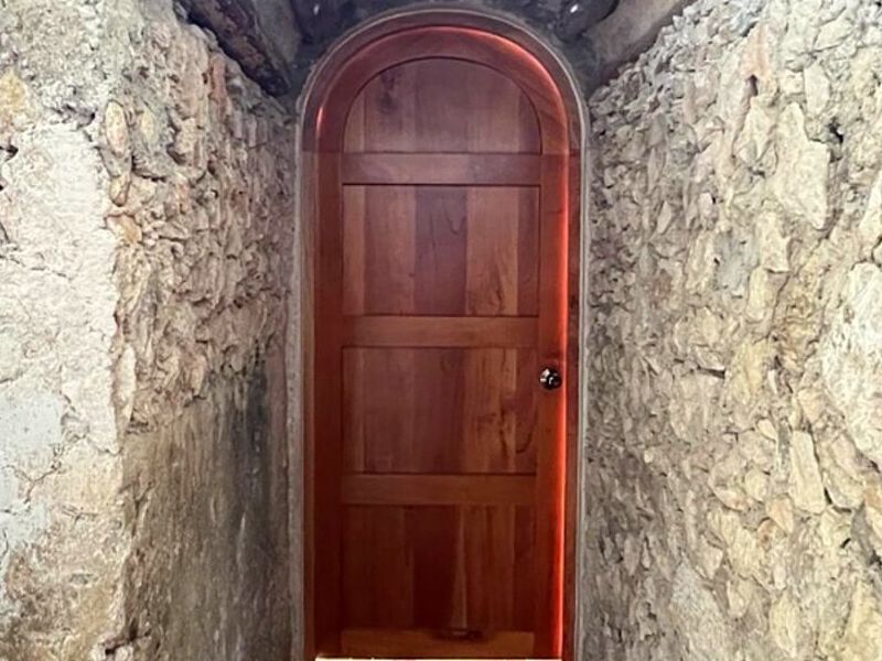  Puerta madera maciza semi curva México