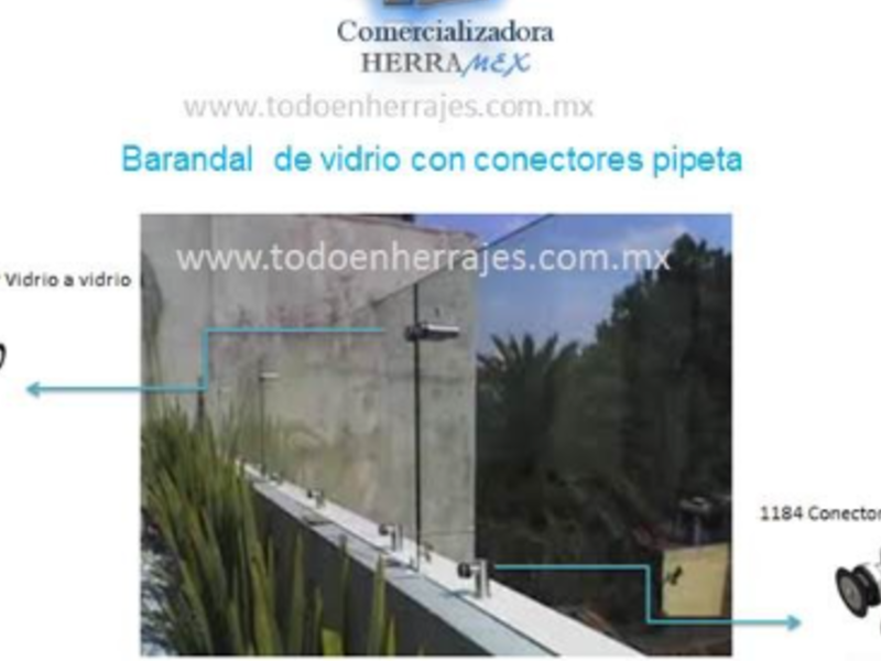 BARANDAL DE VIDRIO CON CONECTORES CDMX 