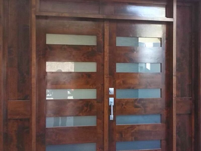 Puerta paso madera vidrio laminado 