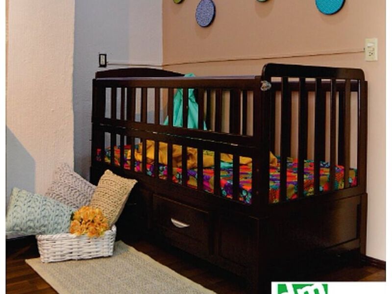 Cama cuna madera chocolate