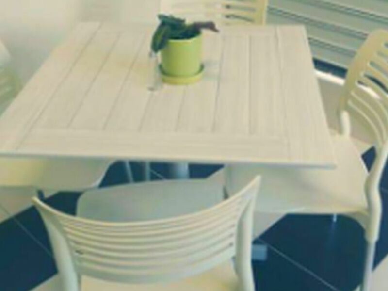 Comedor rectangular 4 sillas madera blanco