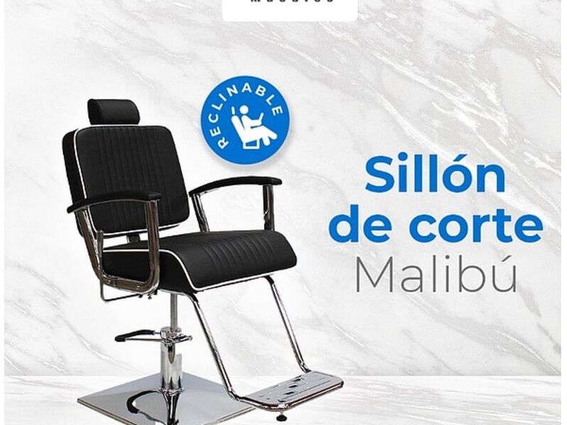 Silla de Peluquería Negra Filos Blancos MX