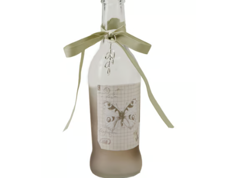 Botellita decorativa con listón verde