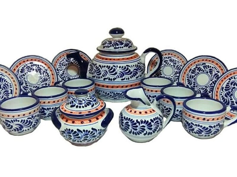 Vajilla Talavera Azul y Naranja México