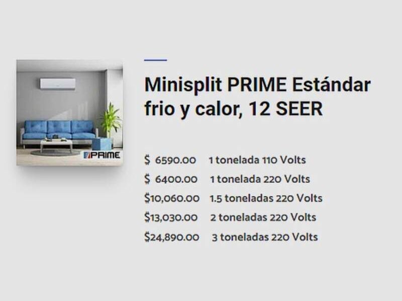Minisplit PRIME Estándar 2Tn Mexico