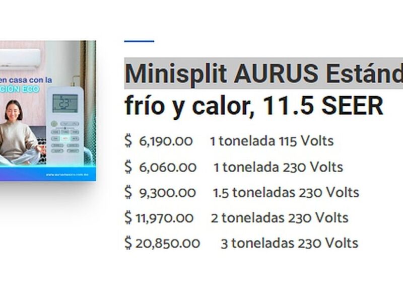 Minisplit AURUS Estándar 2TN Mexico