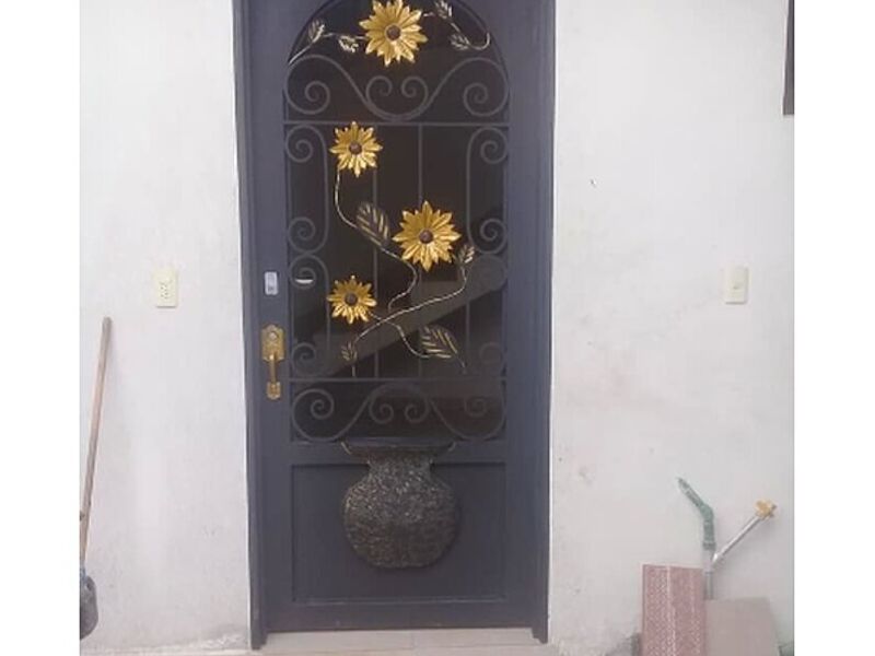 Puerta negra madera