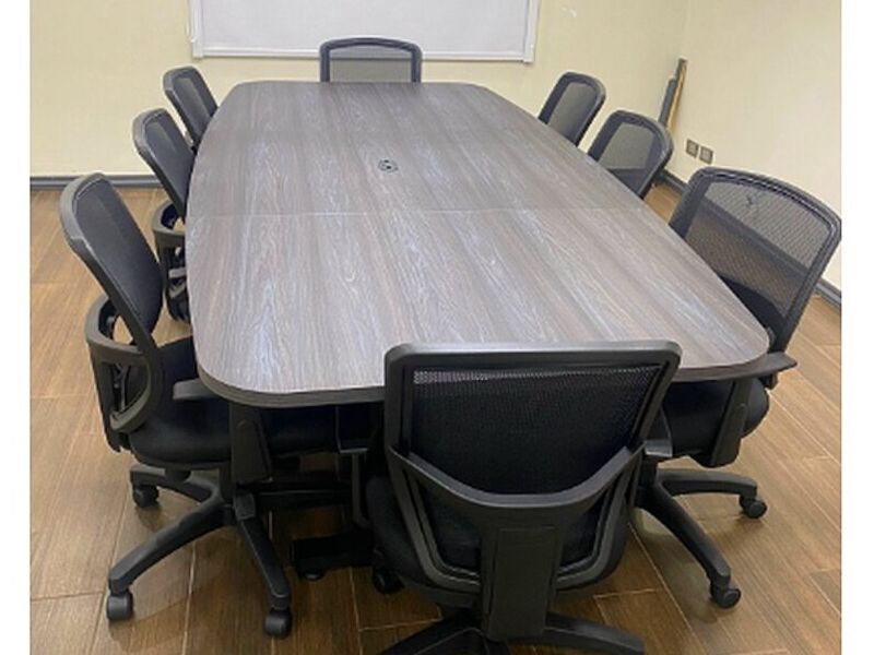 Mesa conferencia rectangular madera gris