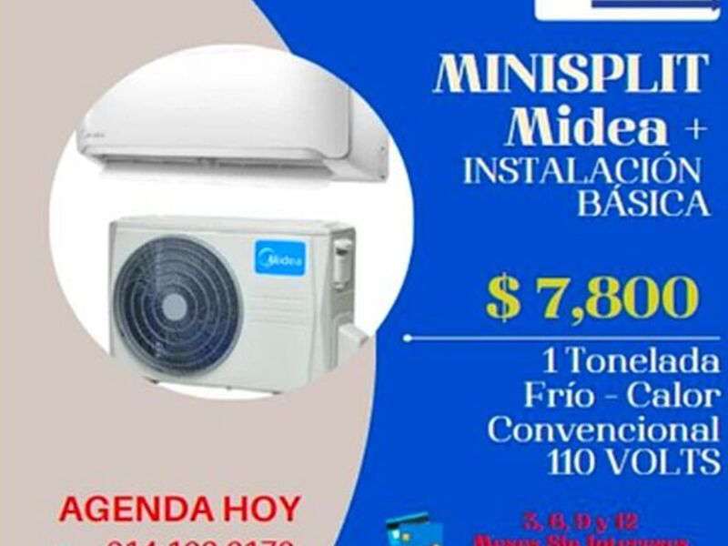  Minisplit Midea a $7,800 Mexico